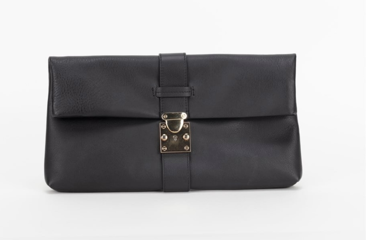 Black Locked Leather Bag 