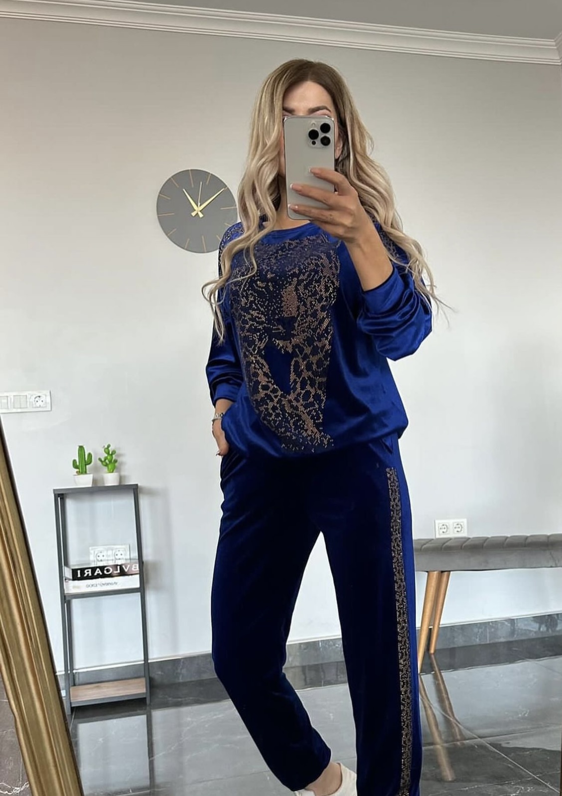 Dark Blue Velvet Tracksuit