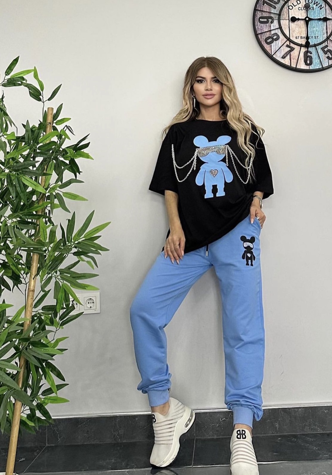 Blue Color Tracksuit With Cat Figure