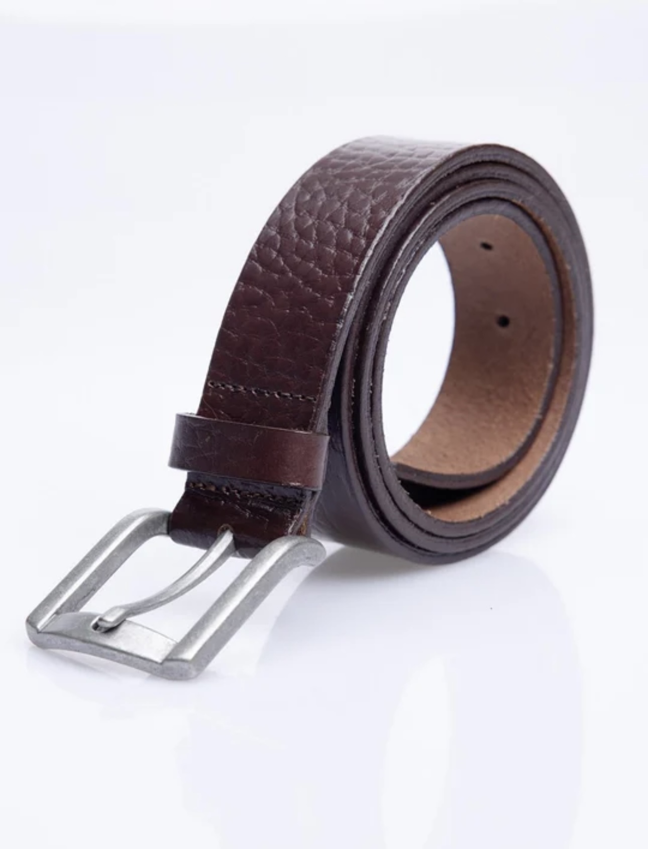 Snake Patterned Dark Brown Leather Belt