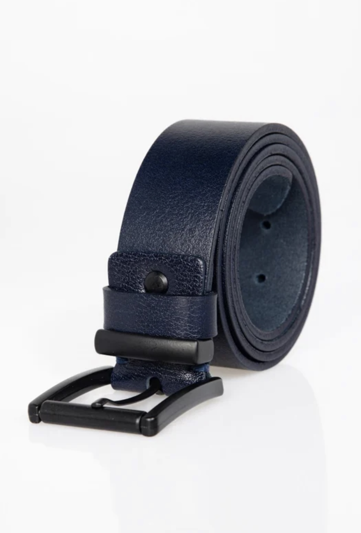 Dark Blue Leather Belt