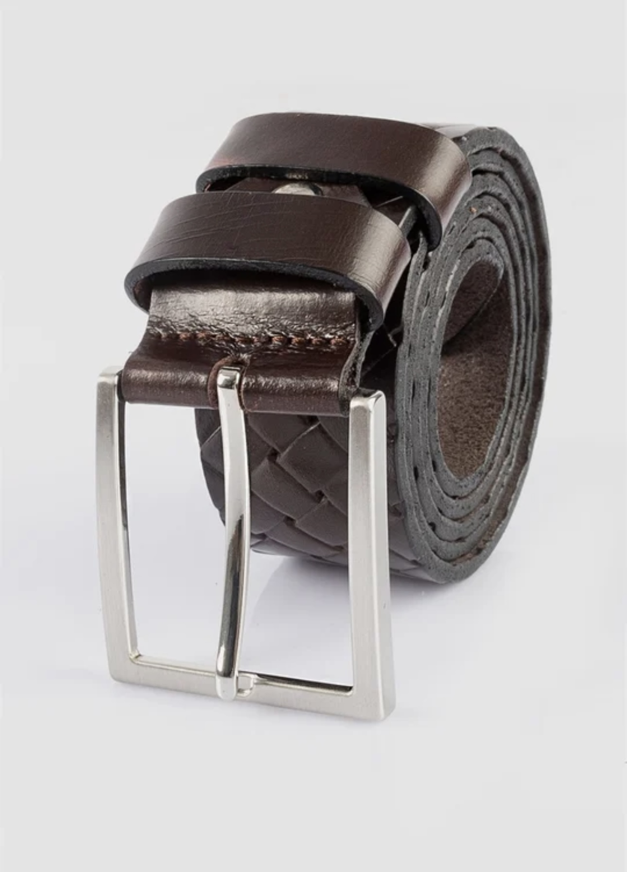 Embossed Brown Leather Belt